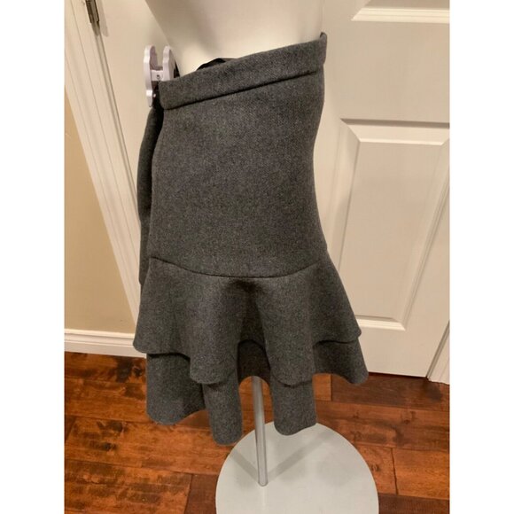 J. Crew Gray Wool Ruffle Mini Skirt, Size 2, NWT! - Picture 3 of 7